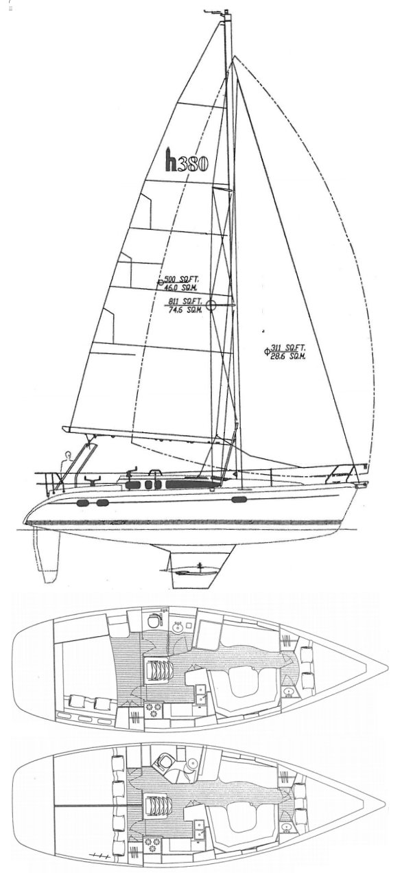 HUNTER 380 sailboat - replacement sails available